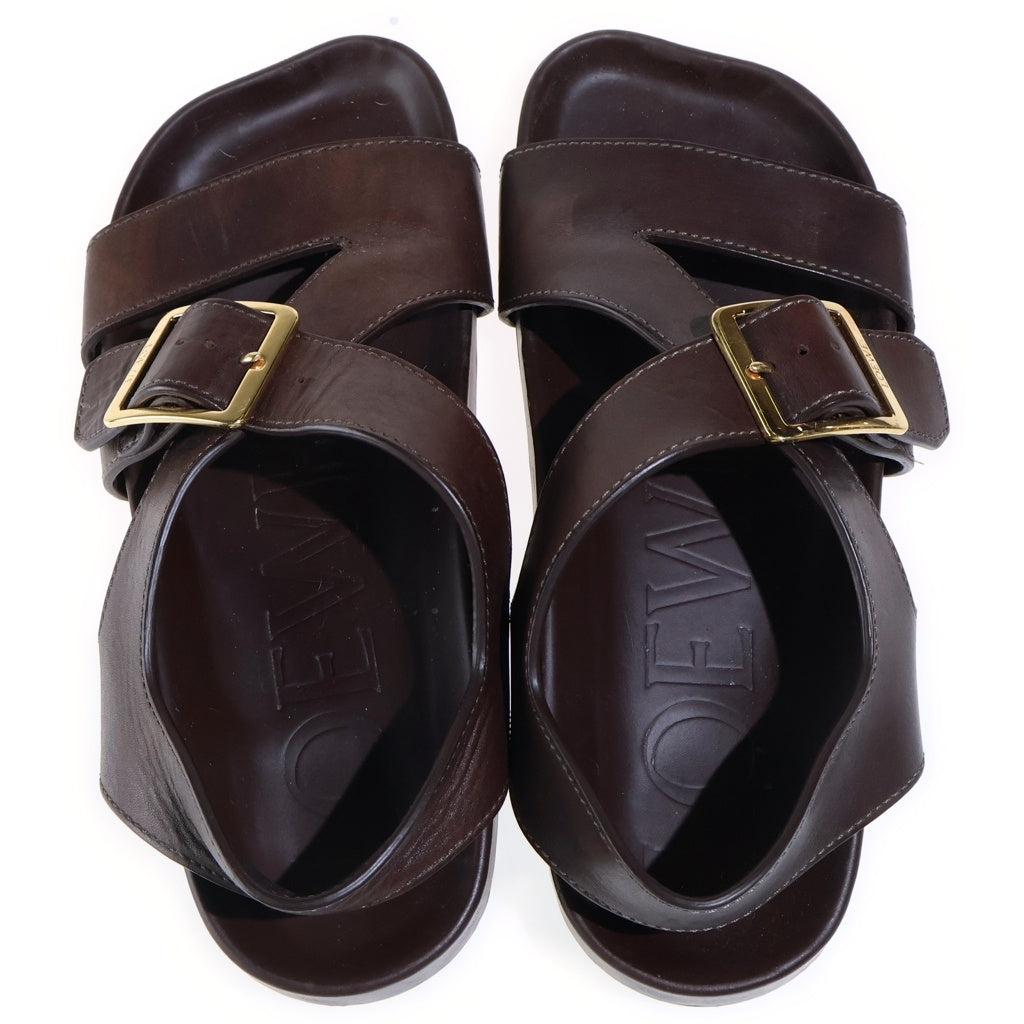 LOEWE(ロエベ) EASE SANDAL BUCKLE イーズバックル レザーサンダル ブラウン MLSS465X01