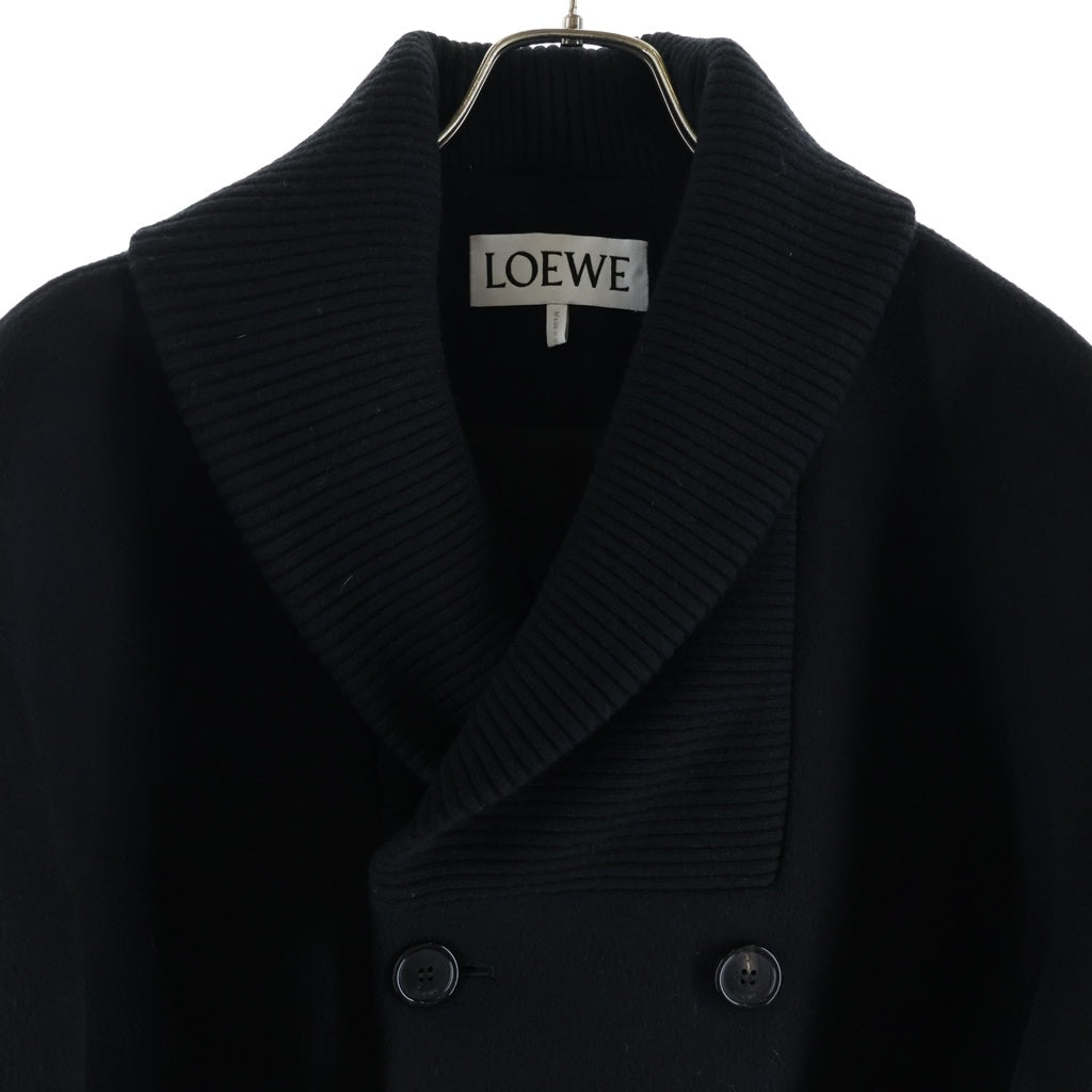LOEWE(ロエベ) ANAGRAM PACTH WOOL PEA COAT アナグラムレザーパッチ ウール ピーコート ブラック H526Y01WCI