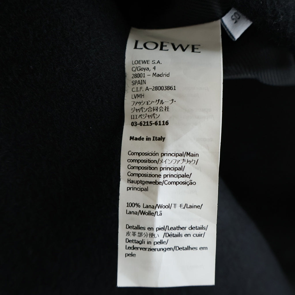 LOEWE(ロエベ) ANAGRAM PACTH WOOL PEA COAT アナグラムレザーパッチ ウール ピーコート ブラック H526Y01WCI