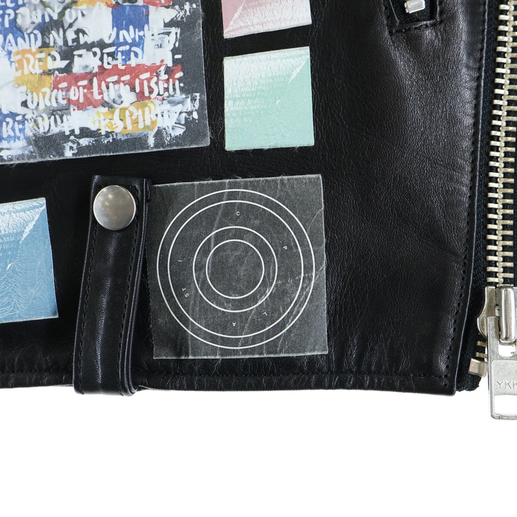 ALMOSTBLACK(オールモストブラック) FAN別注 1thANNIVERSARY LEATHER JACKET FAN一周年記念装飾 レザージャケット ダブルライダース ブラック 18SS-J008