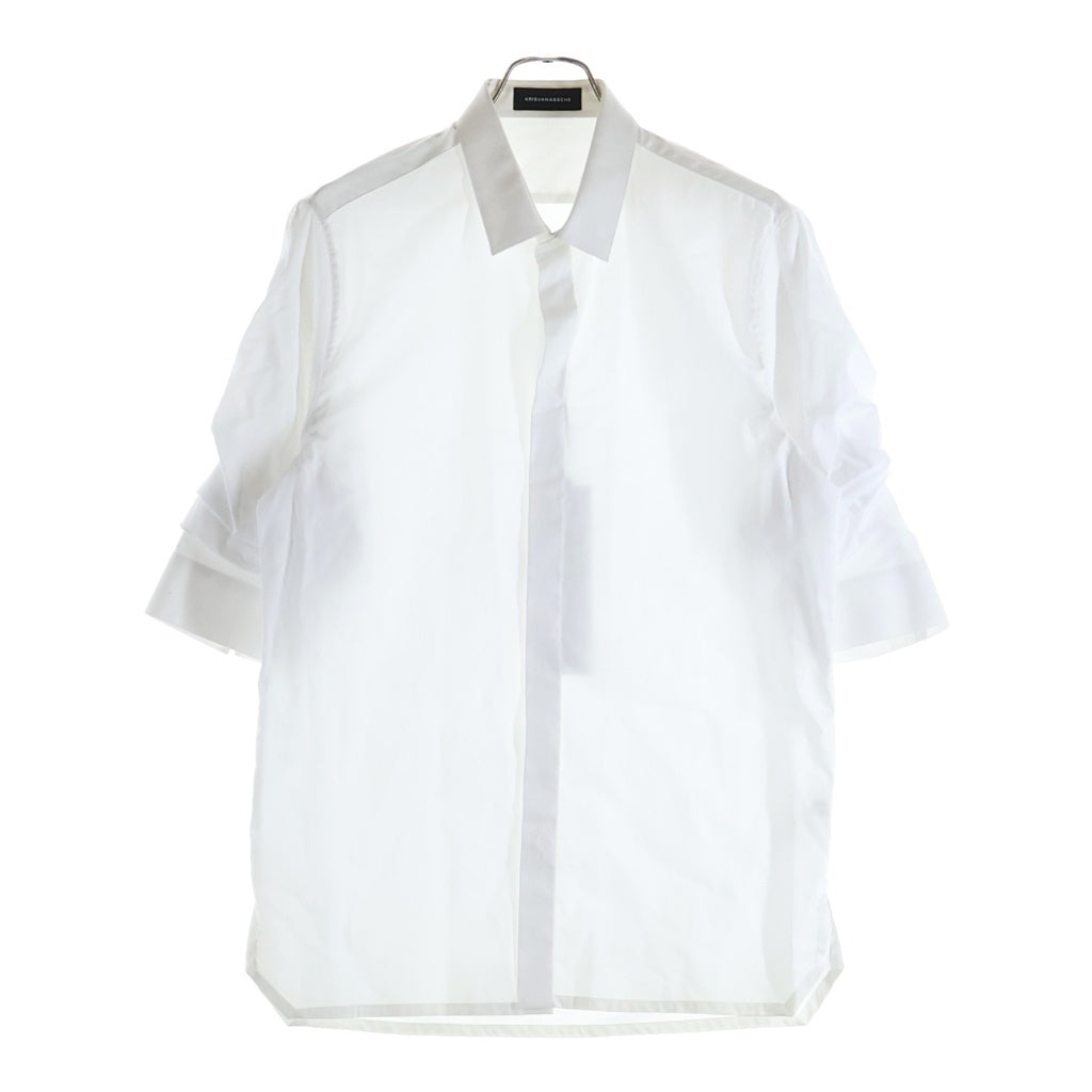 KRIS VAN ASSCHE(クリス ヴァン アッシュ) SHIRT W/PULLED-UP SLEEVES 長袖ボタンシャツ ホワイト 000SH105P