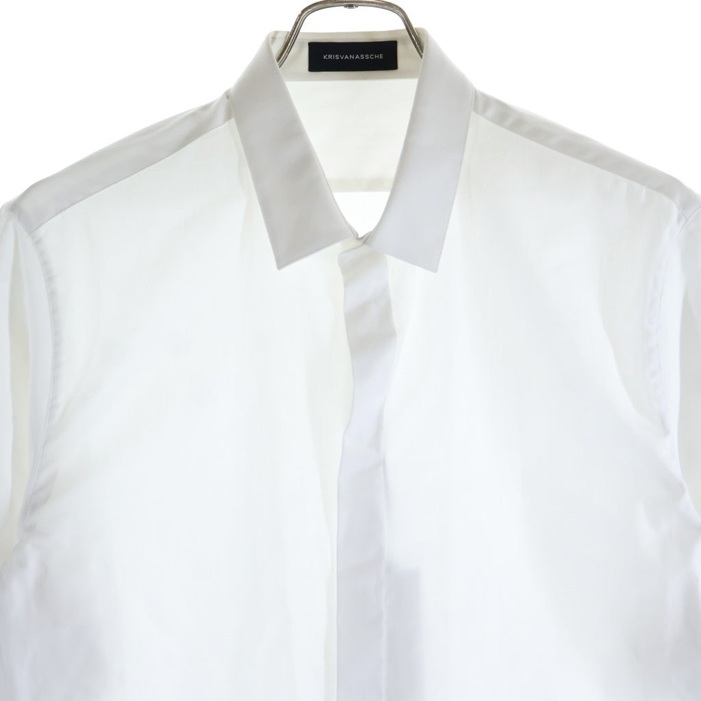 KRIS VAN ASSCHE(クリス ヴァン アッシュ) SHIRT W/PULLED-UP SLEEVES 長袖ボタンシャツ ホワイト 000SH105P