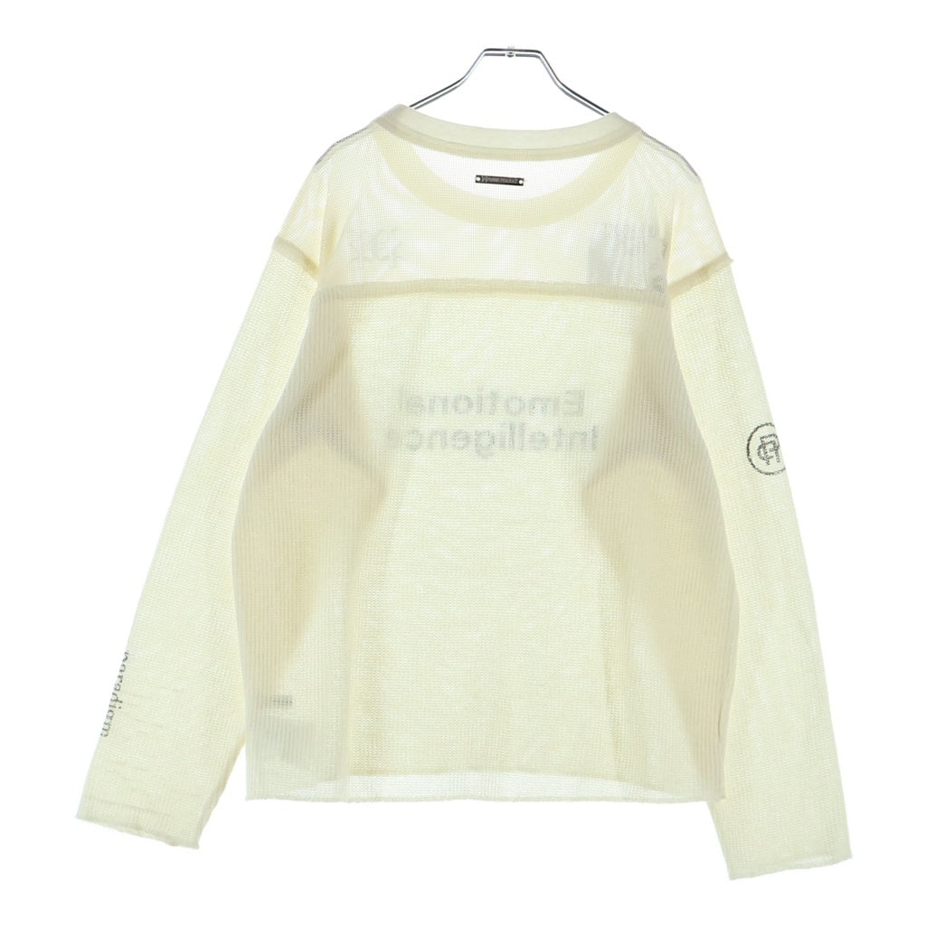 PRANK PROJECT(プランクプロジェクト) フロントプリント メッシュドッキング ロングスリーブ長袖Tシャツ カットソー 31251416103 アイボリー