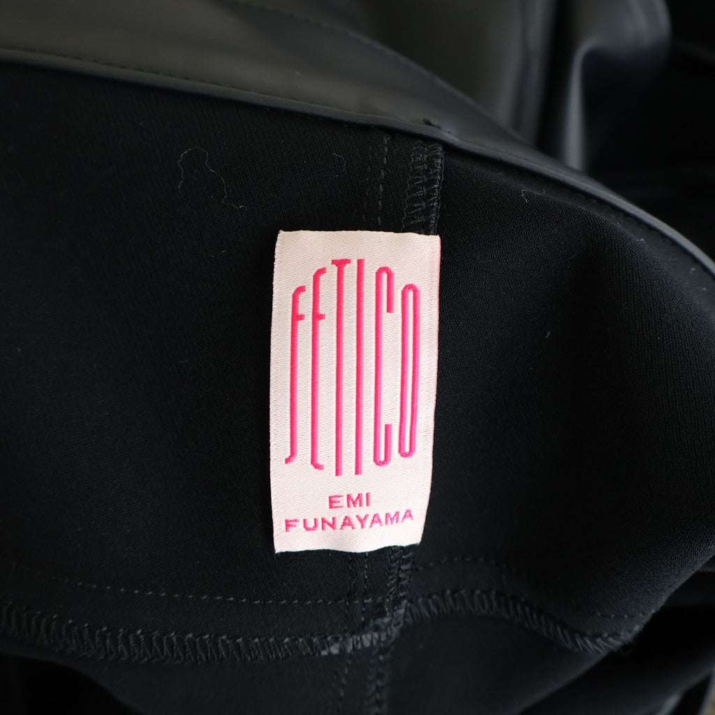 FETICO(フェティコ) FAUX-LEATHER SLIT SKIRT FTC234-0501 フェイクレザー スリットスカート レディース ブラック