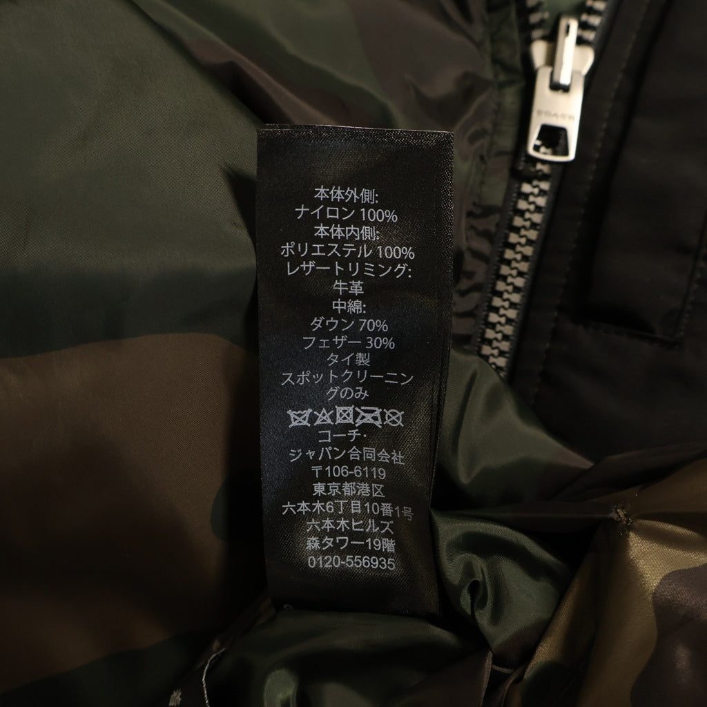 COACH(コーチ) ナイロン リバーシブル フーデッドダウンジャケット グリーン/カモ
