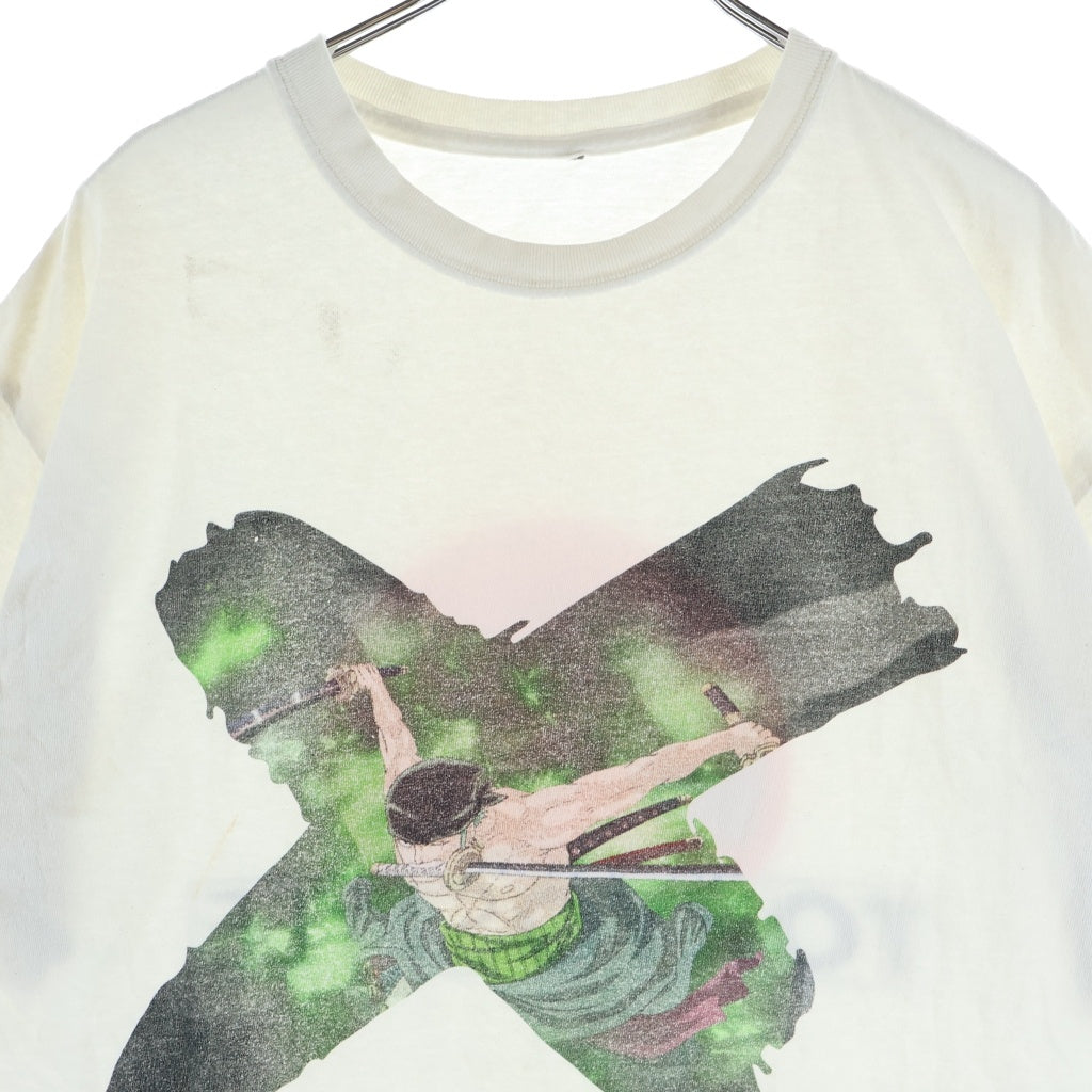 NO BRAND(ノーブランド) ゾロプリント クルーネック半袖Tシャツ カットソー アニメTシャツ ホワイト