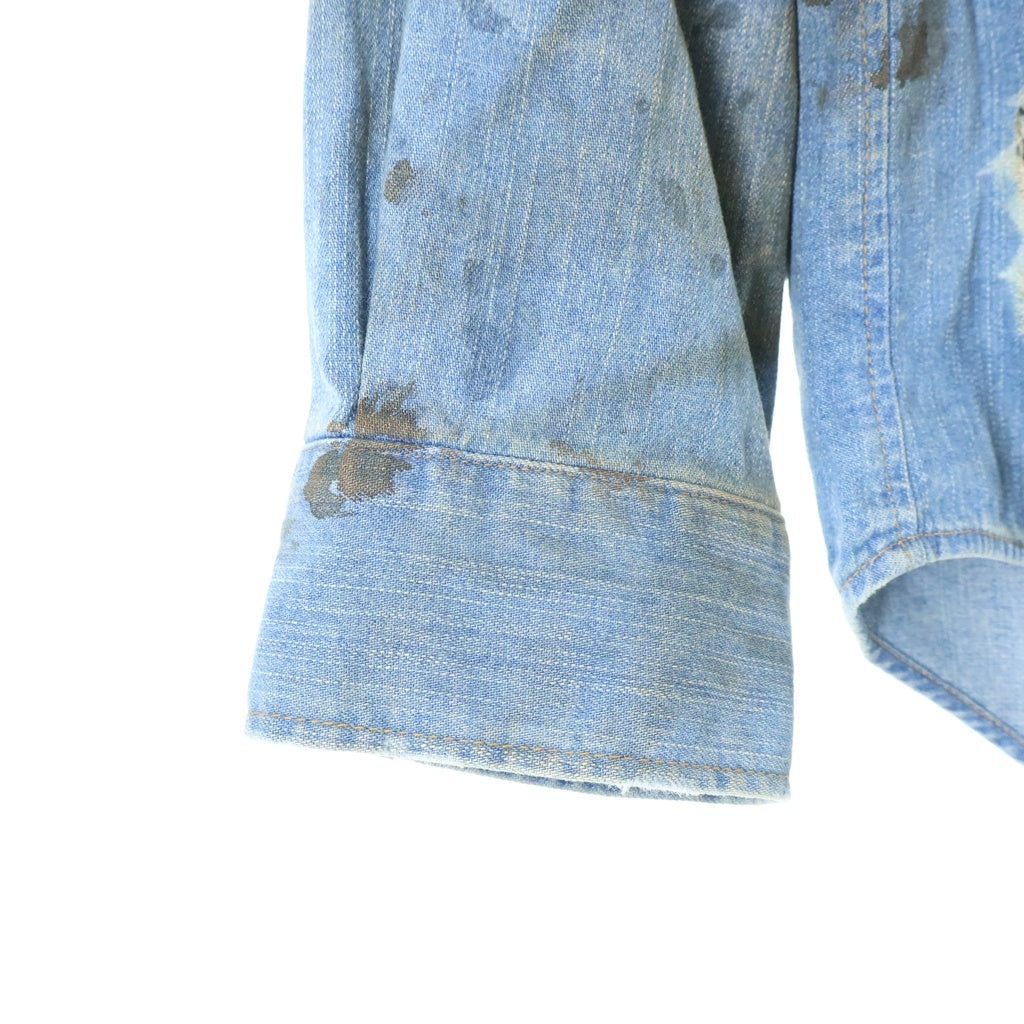 DISCOVERED(ディスカバード) CRASH DENIM SHIRTS DC-AW25-SH-01 ダメージ加工 クラッシュデニム 長袖シャツ インディゴブルー