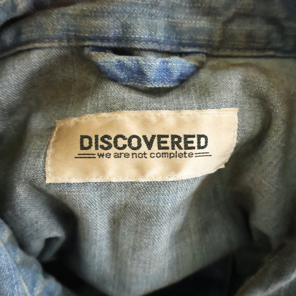 DISCOVERED(ディスカバード) CRASH DENIM SHIRTS DC-AW25-SH-01 ダメージ加工 クラッシュデニム 長袖シャツ インディゴブルー