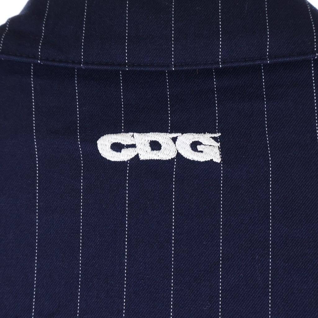STUSSY(ステューシー) 2020 ×CDG Pin Striped Bing Jacket ピンストライプ ビングジャケット コーチジャケット セットアップ ネイビー 315270