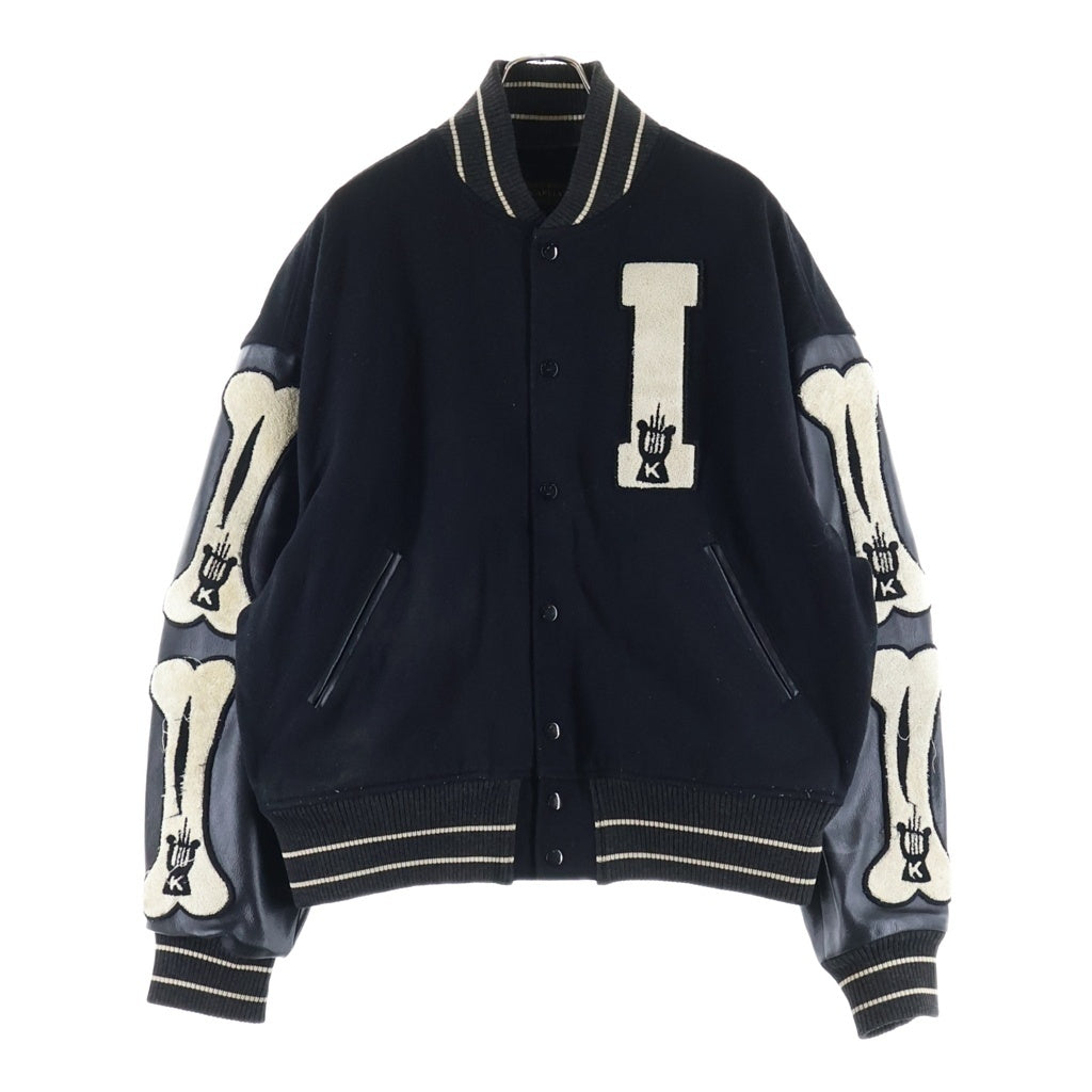 KAPITAL キャピタル 鹿革エルボーパッチ 麻混 ニットテーラードジャケット KAPITAL(キャピタル) 19AW Wool I Five Bone Varsity 袖レザーボーン