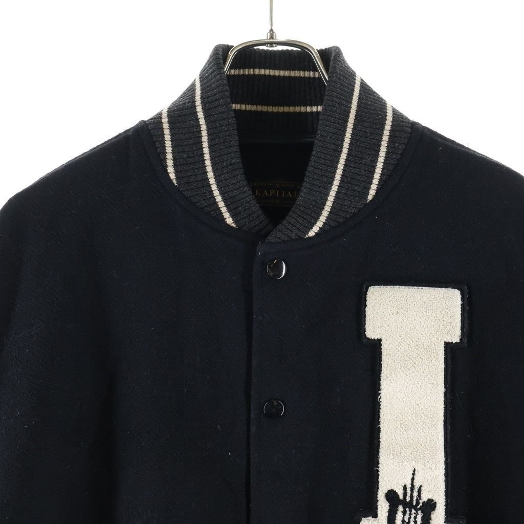 KAPITAL(キャピタル) 19AW Wool I Five Bone Varsity 袖レザーボーン