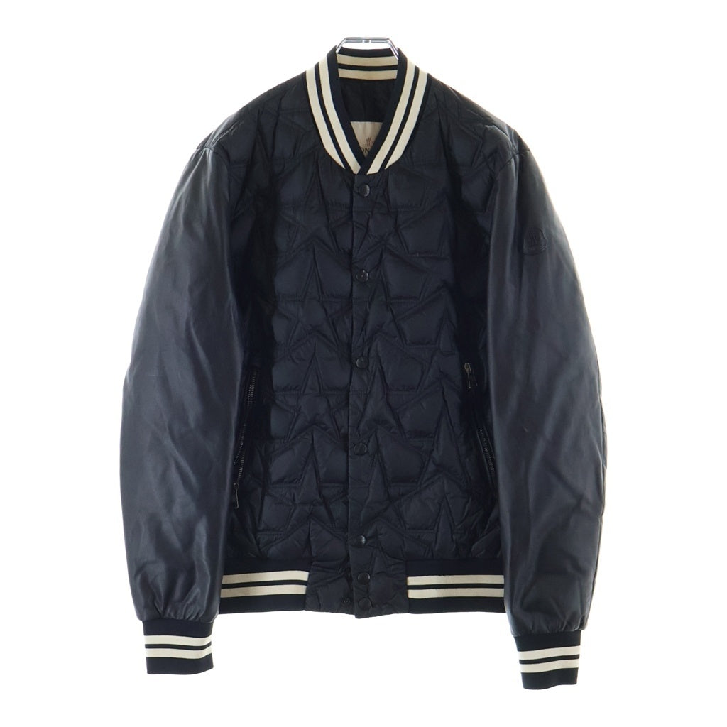 MONCLER(モンクレール) AUBURN レザー切替 キルティング ナイロン ダウンジャケット ブルゾン ブラック B20914095155 53279