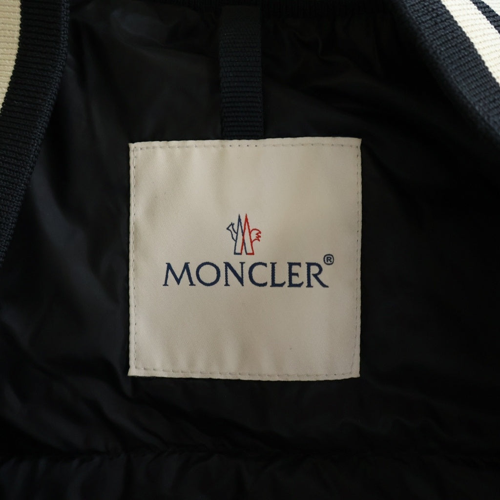 MONCLER(モンクレール) AUBURN レザー切替 キルティング ナイロン ダウンジャケット ブルゾン ブラック B20914095155 53279