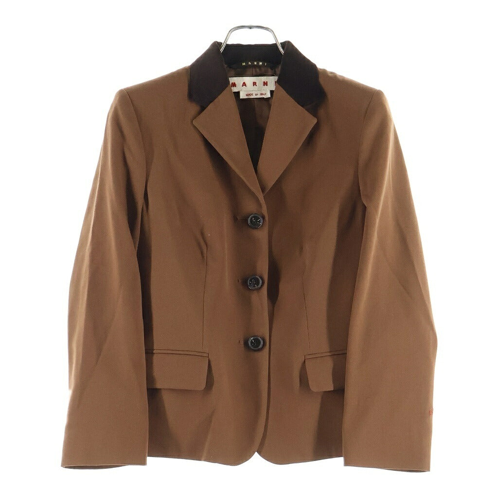 MARNI(マルニ) 25AW ベルベット切り替え 3B ウール テーラードジャケット ブラウン レディース GIMA0313QS