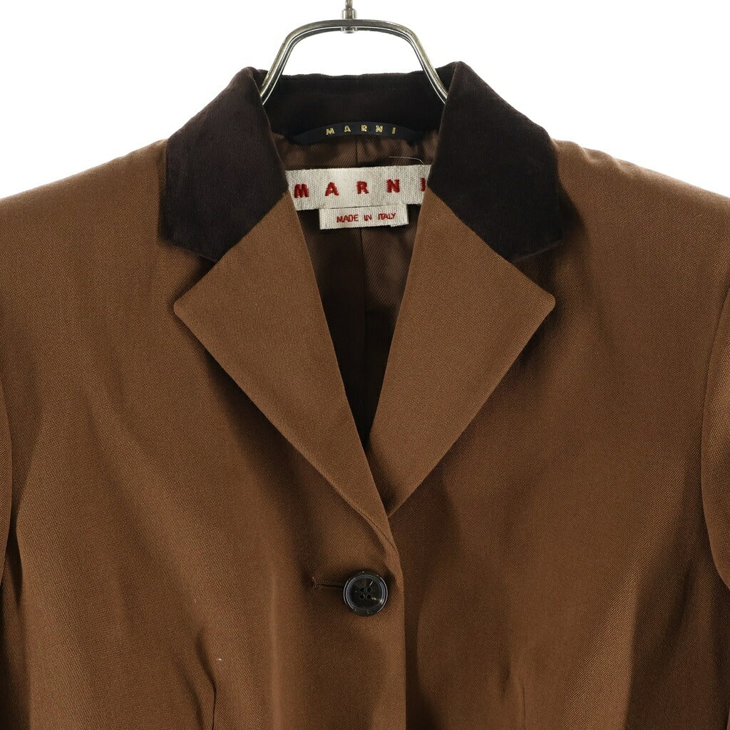 MARNI(マルニ) 25AW ベルベット切り替え 3B ウール テーラードジャケット ブラウン レディース GIMA0313QS