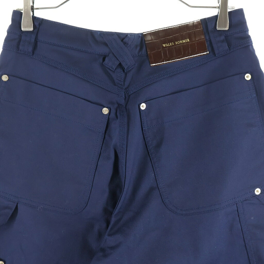 Wales Bonner(ウェールズ ボナー) 25SS KINGSTON SHORTS ダブルニー ショーツ ハーフパンツ ネイビー