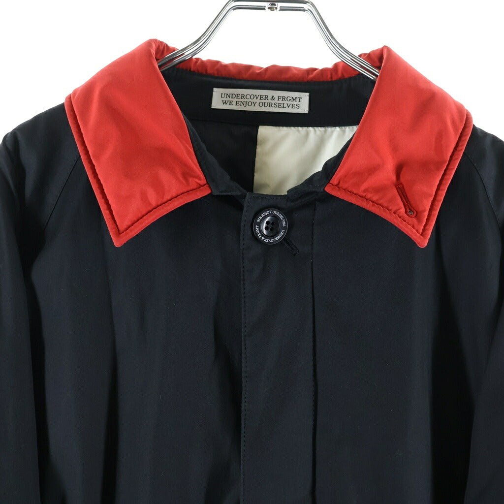 UNDERCOVER(アンダーカバー) 23AW × fragment design Co ギャバ薄中綿 裏チェッカーキルト ステンカラーコート ブラック UC2C9301-2