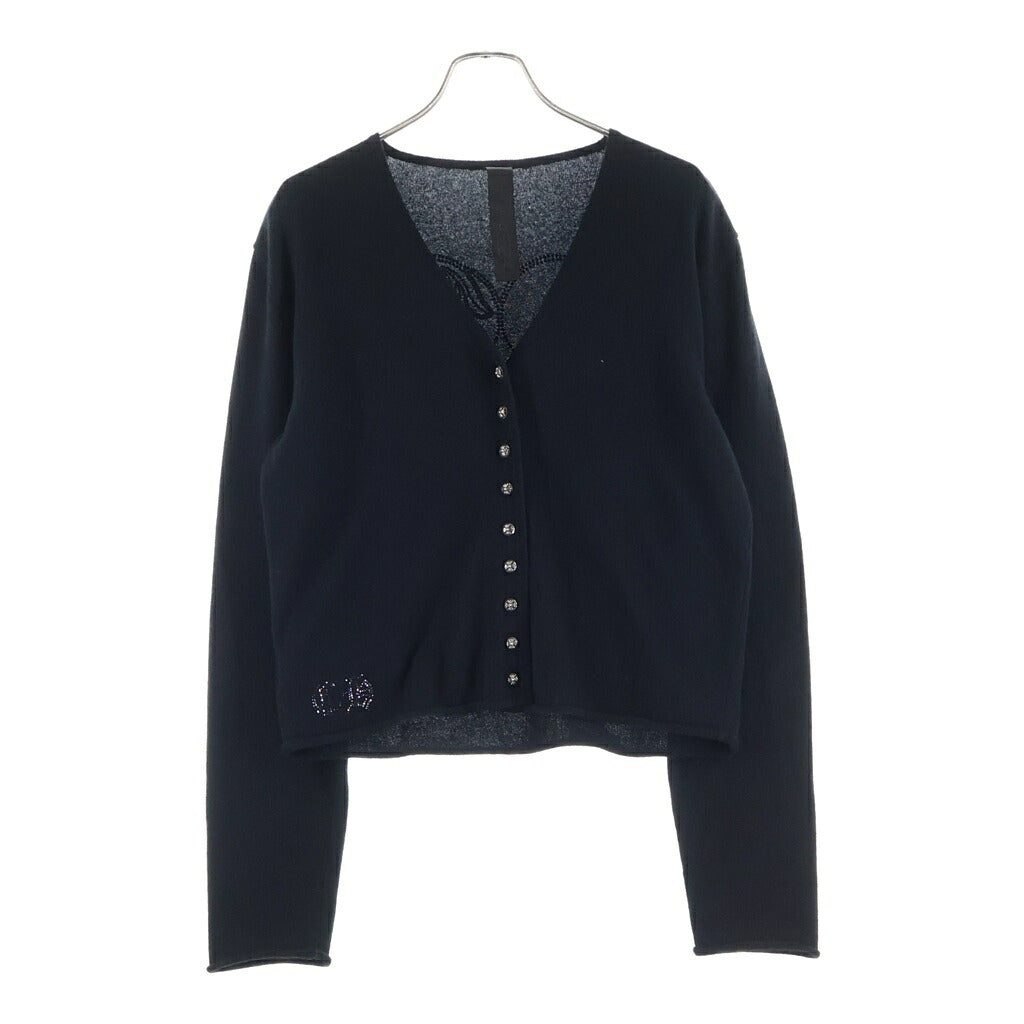 CHROME HEARTS(クロムハーツ) Y NOT RHINESTONE VINY HEART CASHMERE KNIT CARDIGAN ワイノット ラインストーン装飾 カシミヤニットカーディガン ブラック