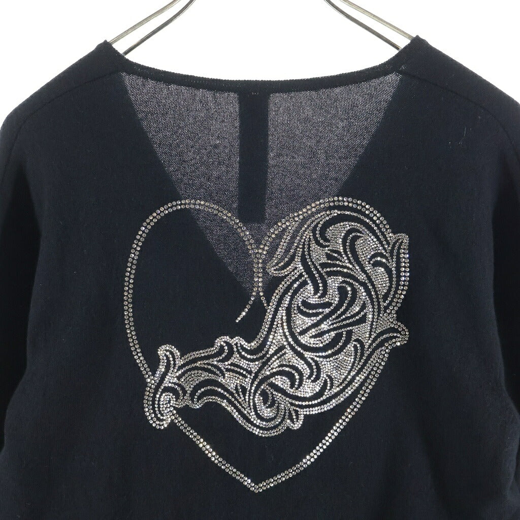 CHROME HEARTS(クロムハーツ) Y NOT RHINESTONE VINY HEART CASHMERE KNIT CARDIGAN ワイノット ラインストーン装飾 カシミヤニットカーディガン ブラック
