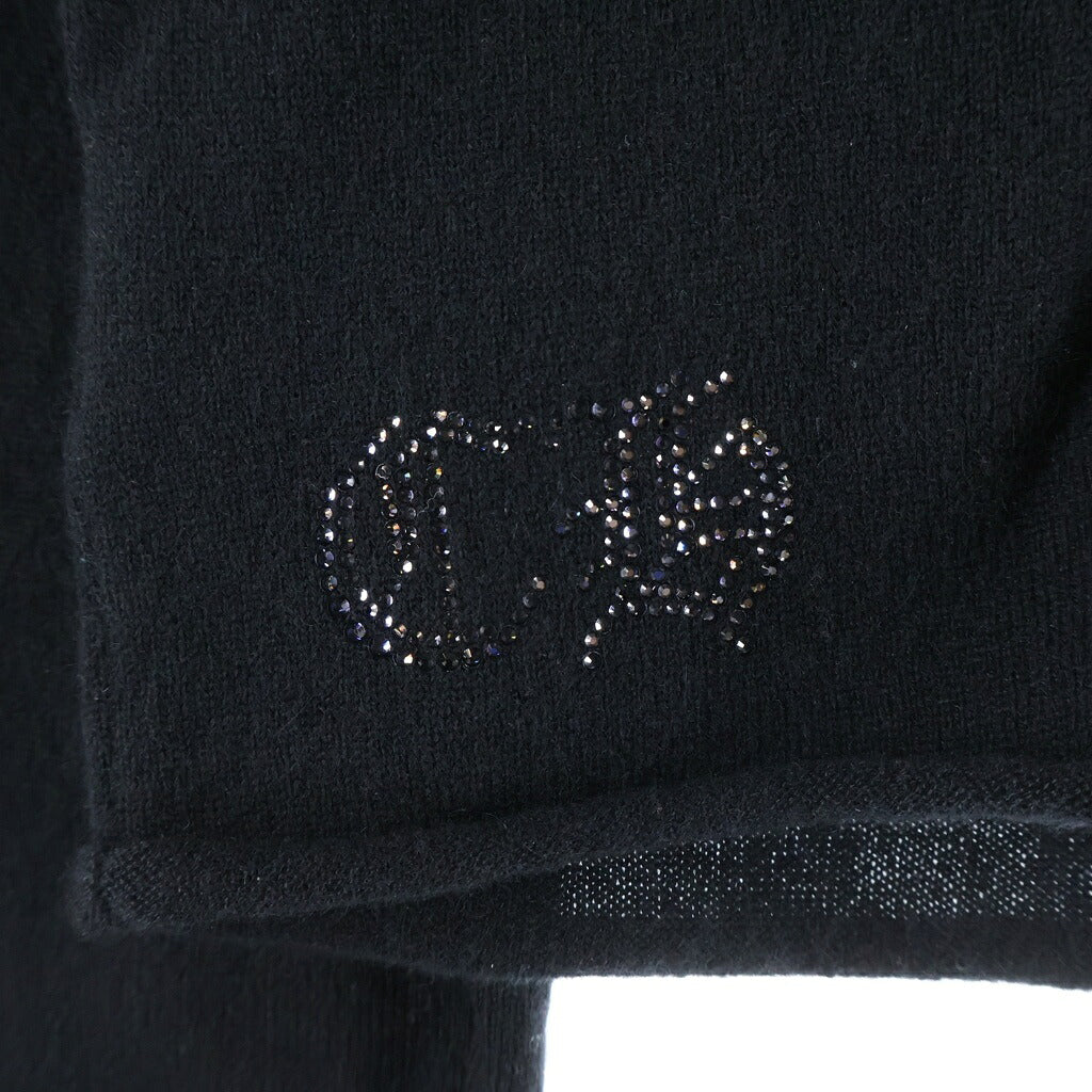 CHROME HEARTS(クロムハーツ) Y NOT RHINESTONE VINY HEART CASHMERE KNIT CARDIGAN ワイノット ラインストーン装飾 カシミヤニットカーディガン ブラック