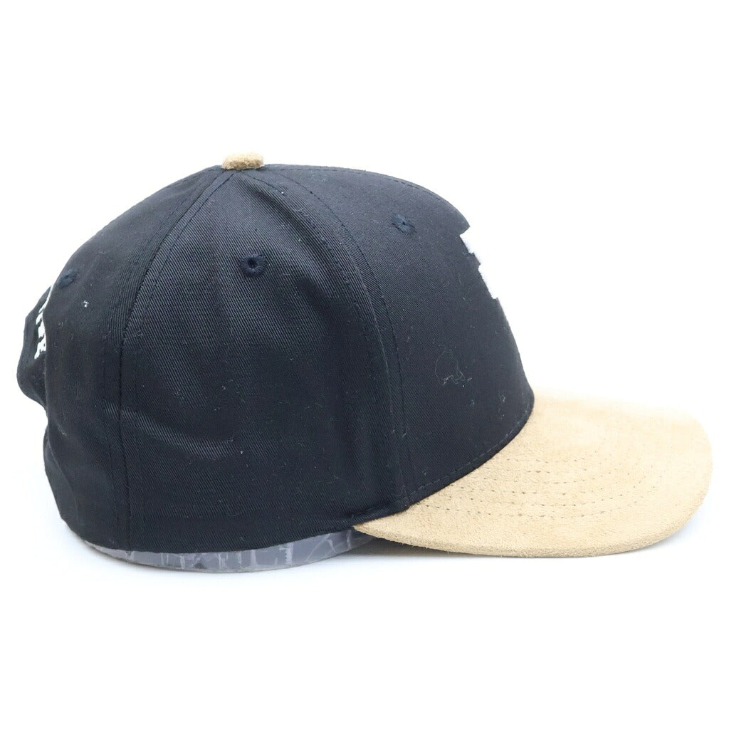 KILLL THE HYPE(キル ザ ハイプ) LA UPSIDE DOWN LOGO CAP ロサンゼルス・ドジャース アップサイドダウンロゴ バイアカラー スエード キャップ ブラック/ベージュ
