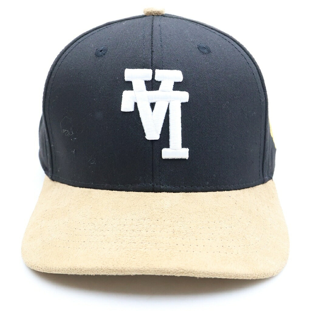 KILLL THE HYPE(キル ザ ハイプ) LA UPSIDE DOWN LOGO CAP ロサンゼルス・ドジャース アップサイドダウンロゴ バイアカラー スエード キャップ ブラック/ベージュ