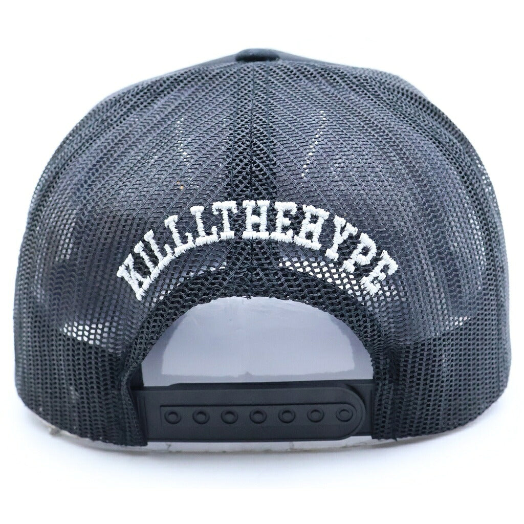 KILLL THE HYPE(キル ザ ハイプ) LA UPSIDE DOWN LOGO CAP ロサンゼルス・ドジャース アップサイドダウンロゴ トラッカー メッシュキャップ ブラック
