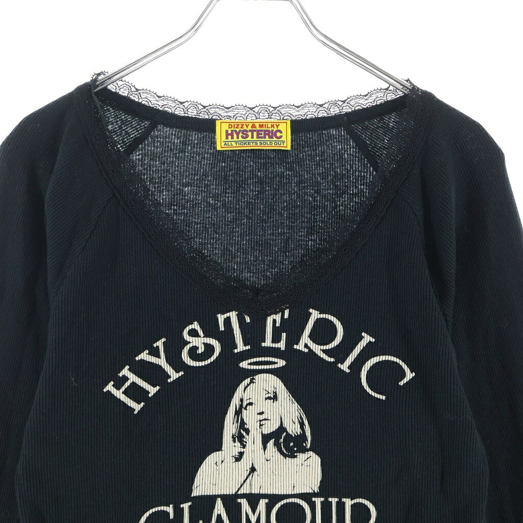 HYSTERIC GLAMOUR(ヒステリックグラマー) HYSTERICK ANGEL ショート丈Tシャツ 長袖カットソー レディース ブラック 01243CL05