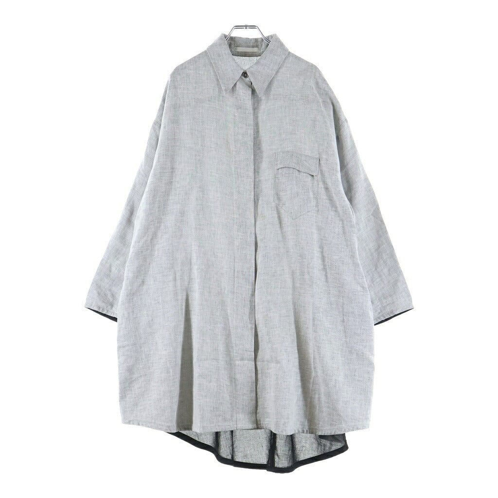 MM6 Maison Margiela(エムエムシックスメゾンマルジェラ) 15SS オーバーサイズ リネン混 長袖シャツワンピース グレー レディース S32AA0094