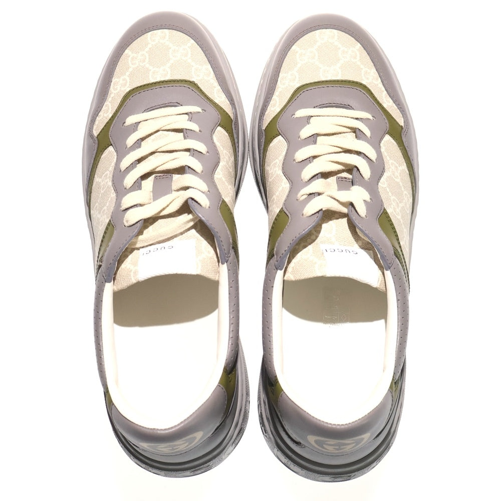 GUCCI(グッチ) GGキャンバス ローカットスニーカー グレー/グリーン