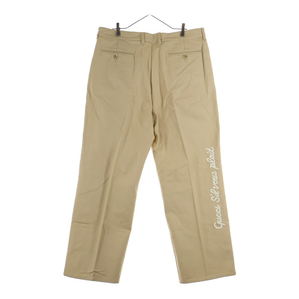 GUCCI(グッチ) ロゴエンブロイダリー コットンワークパンツ ベージュ 717831