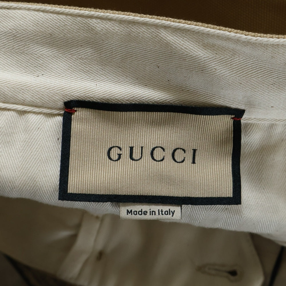 GUCCI(グッチ) ロゴエンブロイダリー コットンワークパンツ ベージュ 717831