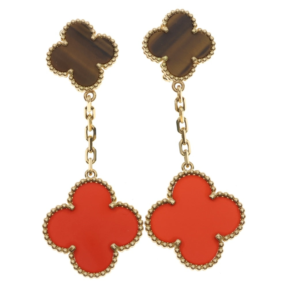 Van Cleef & Arpels(ヴァンクリーフアンドアーペル) マジックアルハンブラ 2モチーフ カーネリアン タイガーアイ ピアス VCARN5JR00 レディース