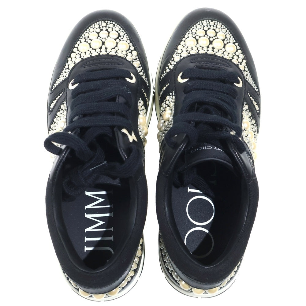 JIMMY CHOO(ジミーチュウ) HAWAII/F パールデザイン レースアップ ローカット スニーカー レディース ブラック/ホワイト