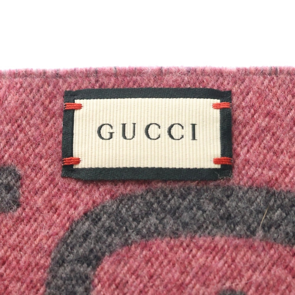 GUCCI(グッチ) GGジャガード リバーシブル マフラー ストール グレー/ピンク 558007 3G636 レディース