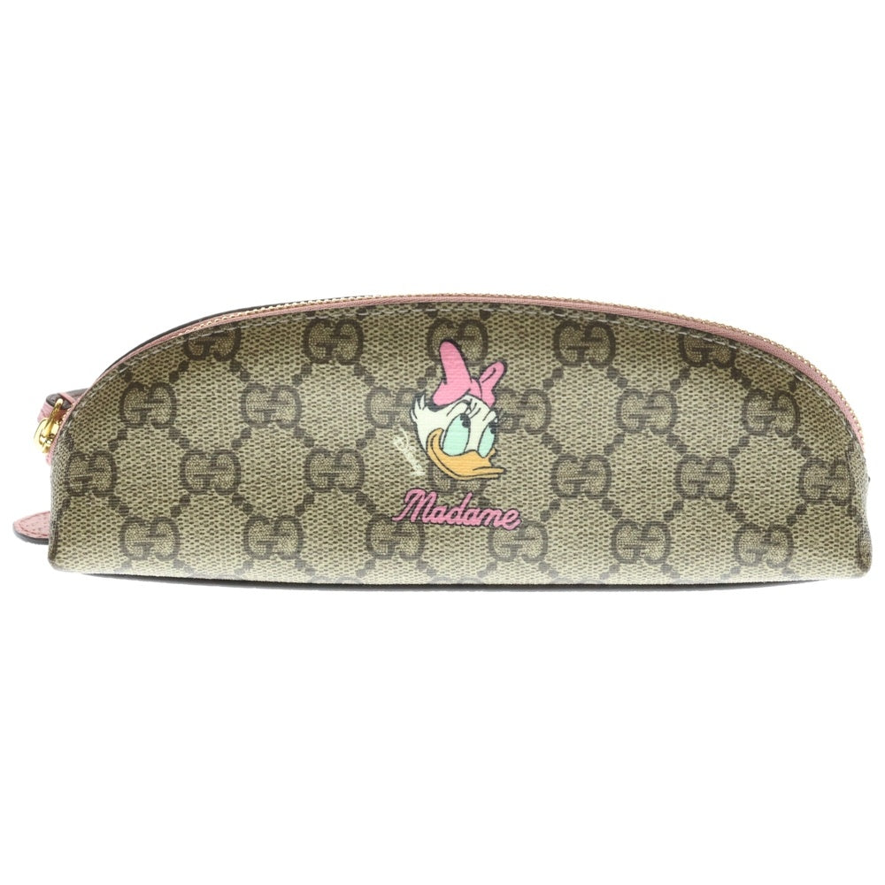 GUCCI(グッチ) ×Disney ディズニー デイジー ダッグ GGスプリーム レザー ペンケース ベージュ/ピンク 662129 レディース
