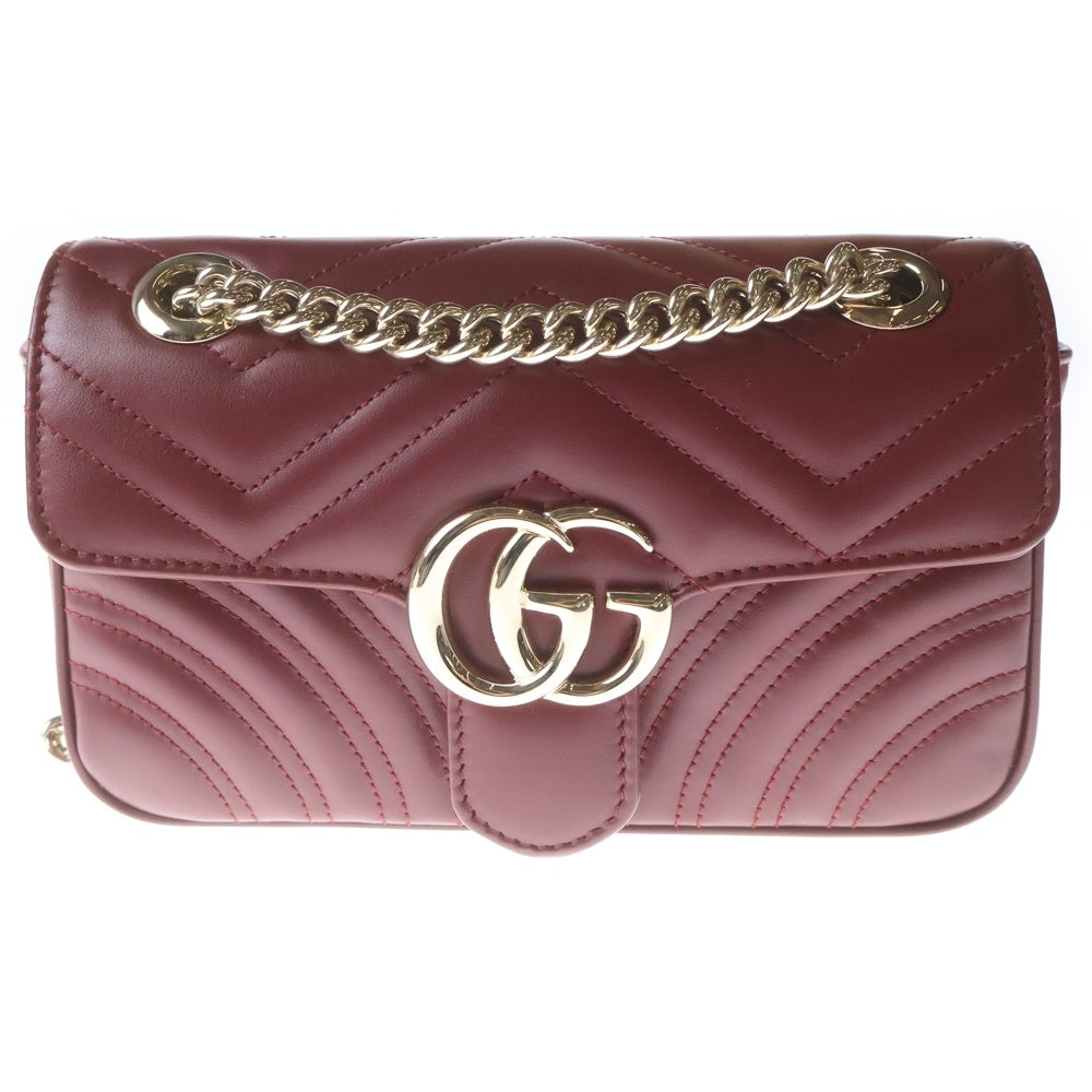 GUCCI(グッチ) GGマーモント チェーンショルダーバッグ ハンドバッグ レザー ボルドー 443497 レディース