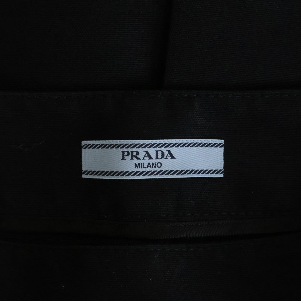 PRADA(プラダ) Re Nylon トライアングルロゴ プレート ワンプリーツ テクニカルキャンバススカート レディース ブラック 21H940 S231
