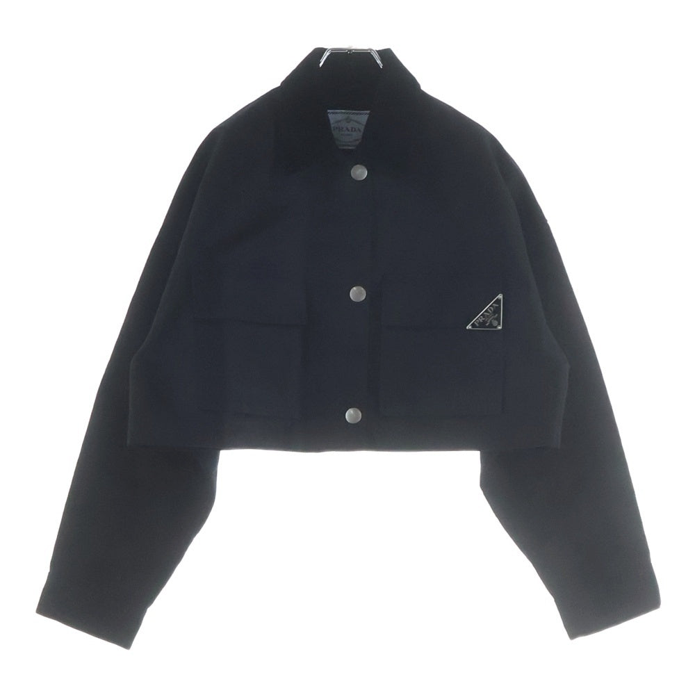 PRADA(プラダ) Re Nylon トライアングルロゴ プレート クロップドジャケット ブラック レディース 29X103 S231