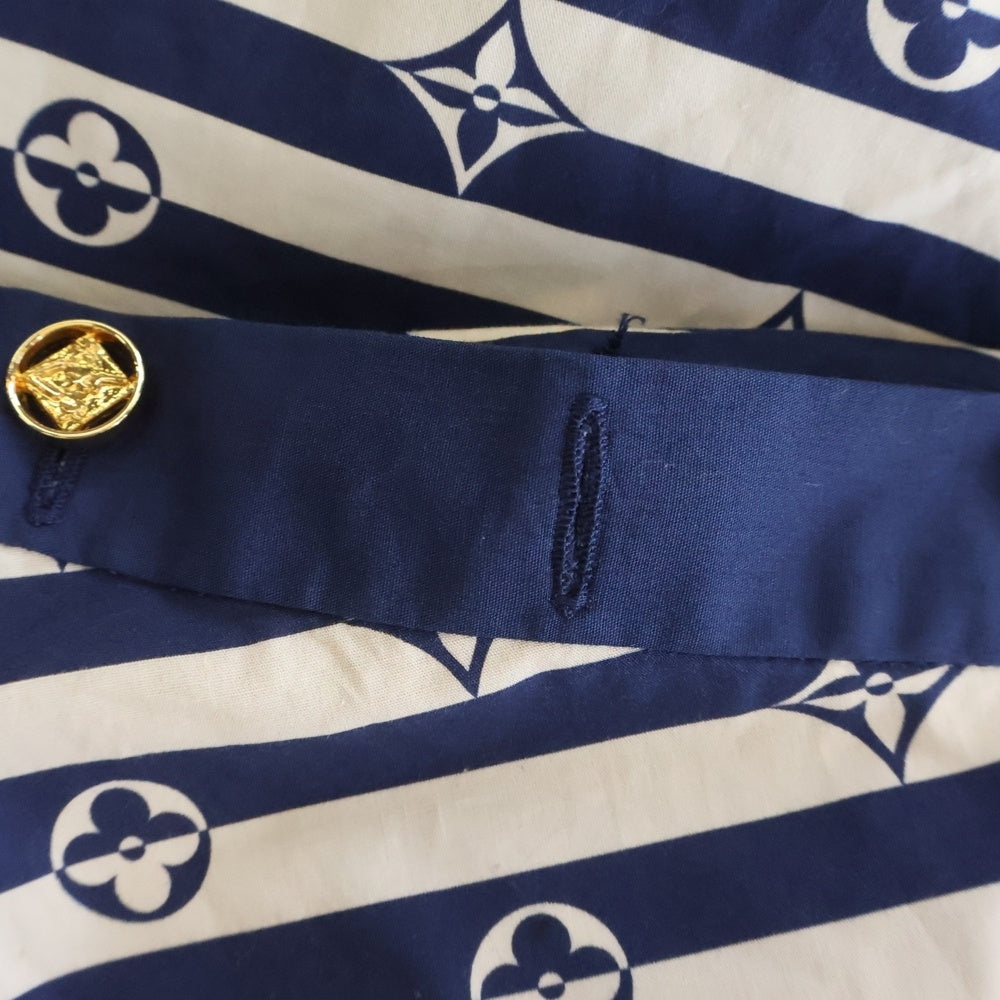 LOUIS VUITTON(ルイヴィトン) 20AW モノグラムコットンノースリーブベルト付きワンピース RW202W VSX FJDR13 ブルー/ホワイト レディース