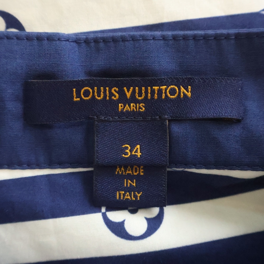 LOUIS VUITTON(ルイヴィトン) 20AW モノグラムコットンノースリーブベルト付きワンピース RW202W VSX FJDR13 ブルー/ホワイト レディース