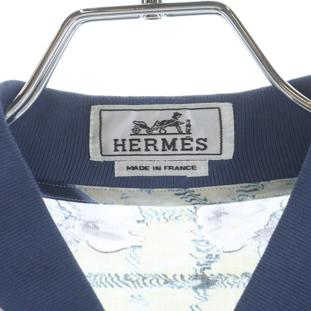 HERMES(エルメス) 総柄ジップアップコットンブルゾン ブルー H356620HL