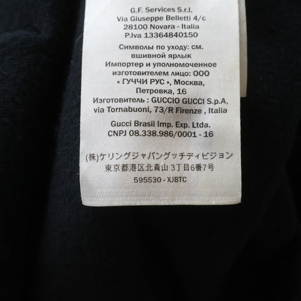 GUCCI(グッチ) Chenille Embroidered Velvet Hoodie ジェニール刺繍入りベロアフーディー プルオーバーパーカー ブラック 595530