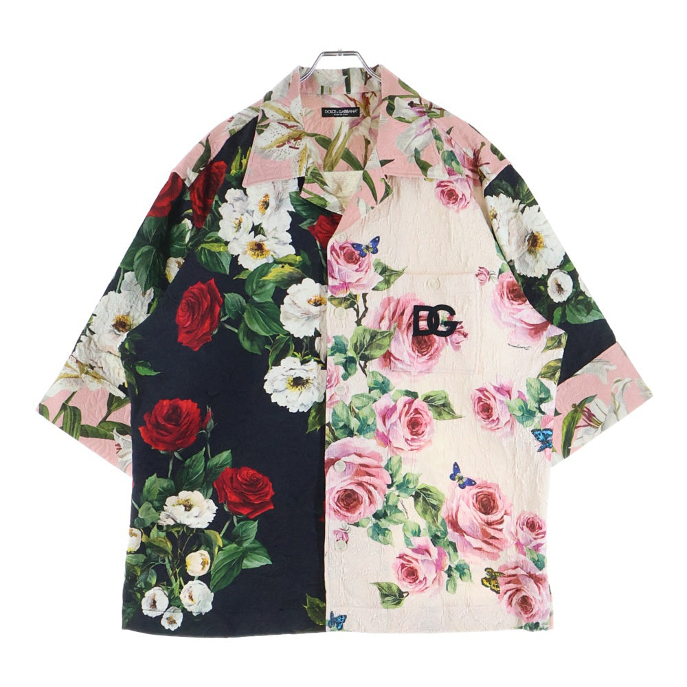 DOLCE & GABBANA(ドルチェアンドガッバーナ) コットンオープンカラー半袖花柄シャツ マルチ G5JR1Z