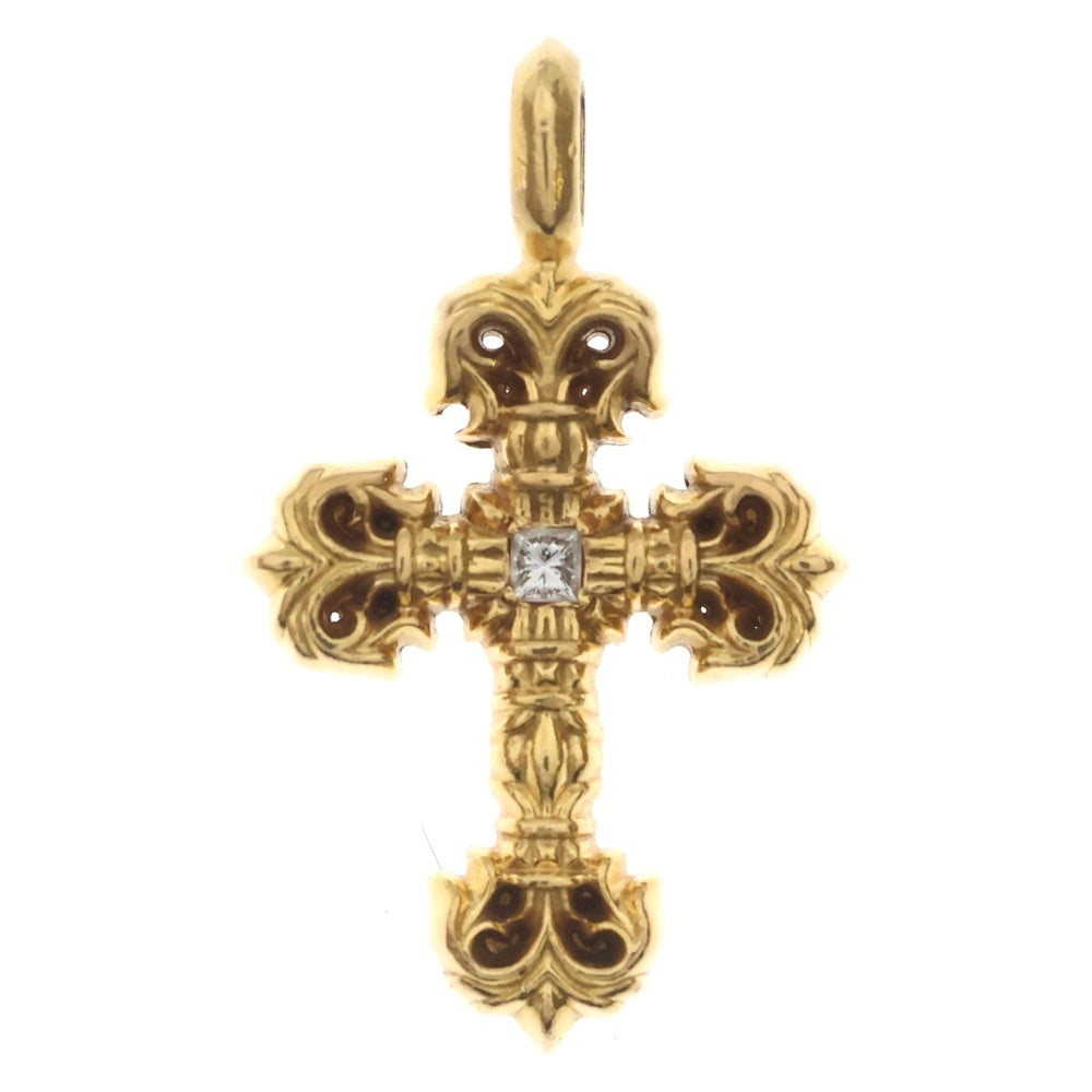 CHROME HEARTS(クロムハーツ) 22K FILIGREE TINY 1DIA タイニーフィリグリークロス 1ダイヤ ペンダントトップ ゴールド