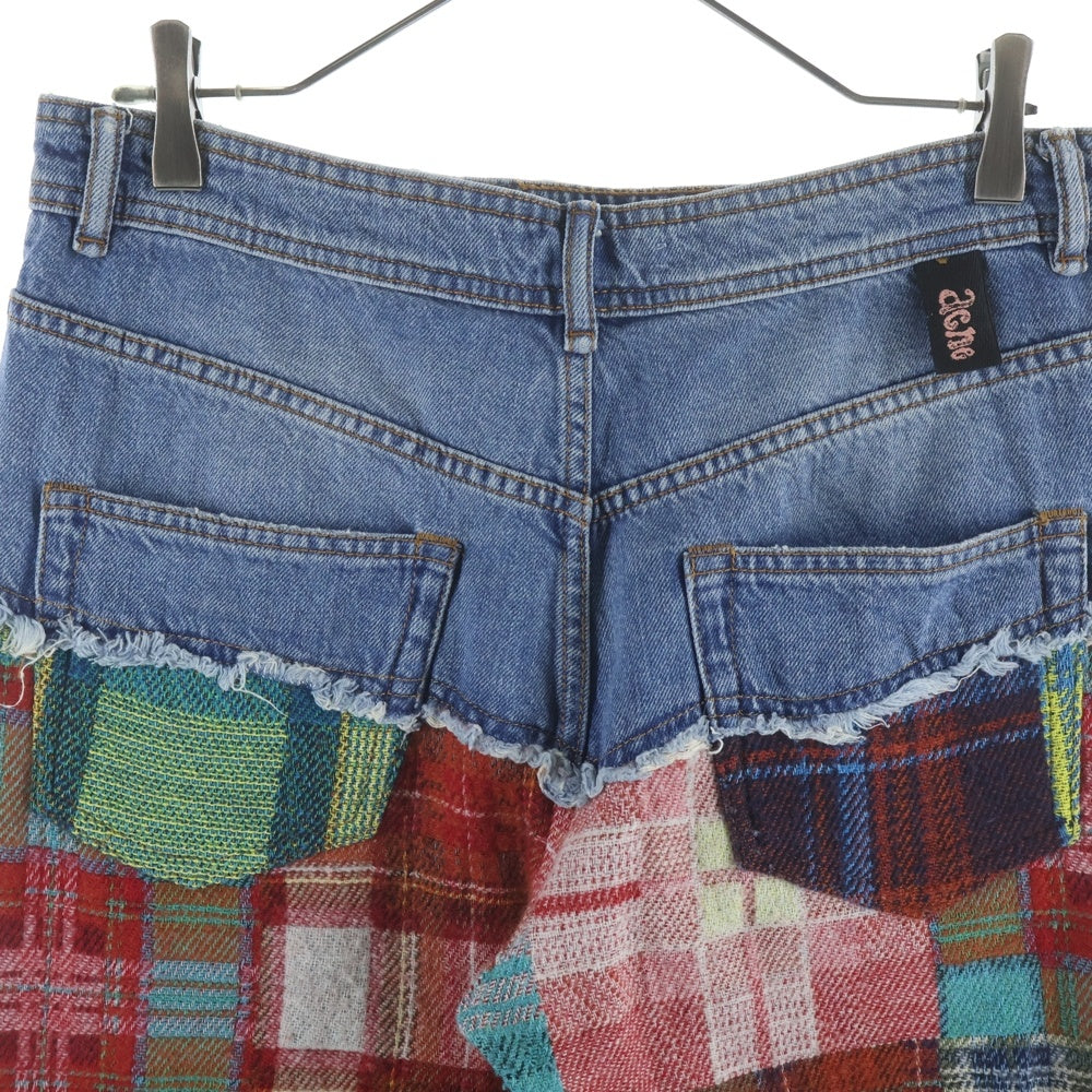 Acne Studios(アクネ ストゥディオズ) チェック切り替えスリムストレートデニムパンツ FN-MN-TROU000905 インディゴ