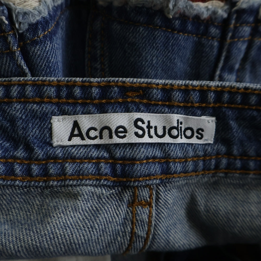 Acne Studios(アクネ ストゥディオズ) チェック切り替えスリムストレートデニムパンツ FN-MN-TROU000905 インディゴ