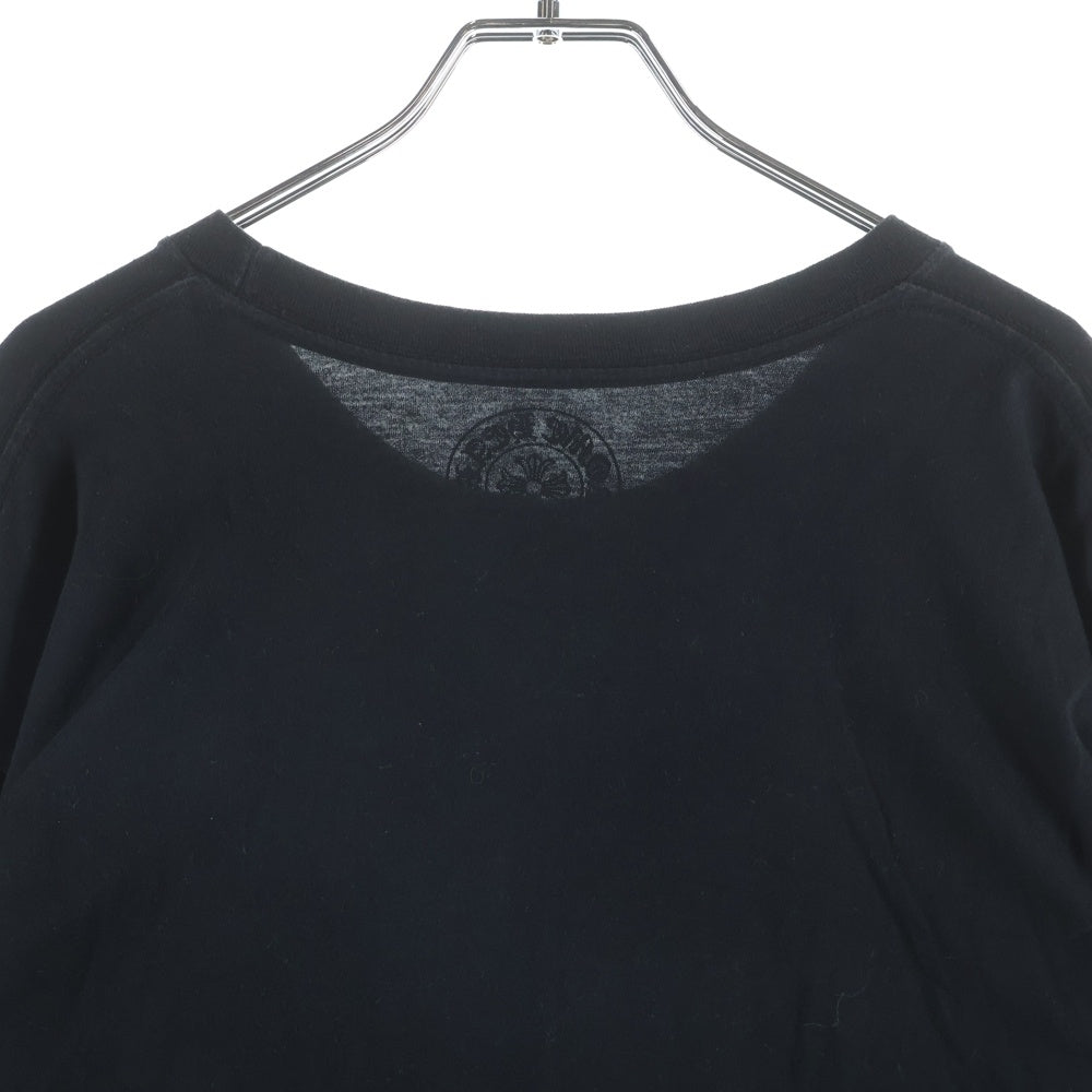 CHROME HEARTS(クロムハーツ) Neck Logo L/S Tee ネックロゴプリント コットンクルーネック 長袖Tシャツ カットソー ブラック/イエロー