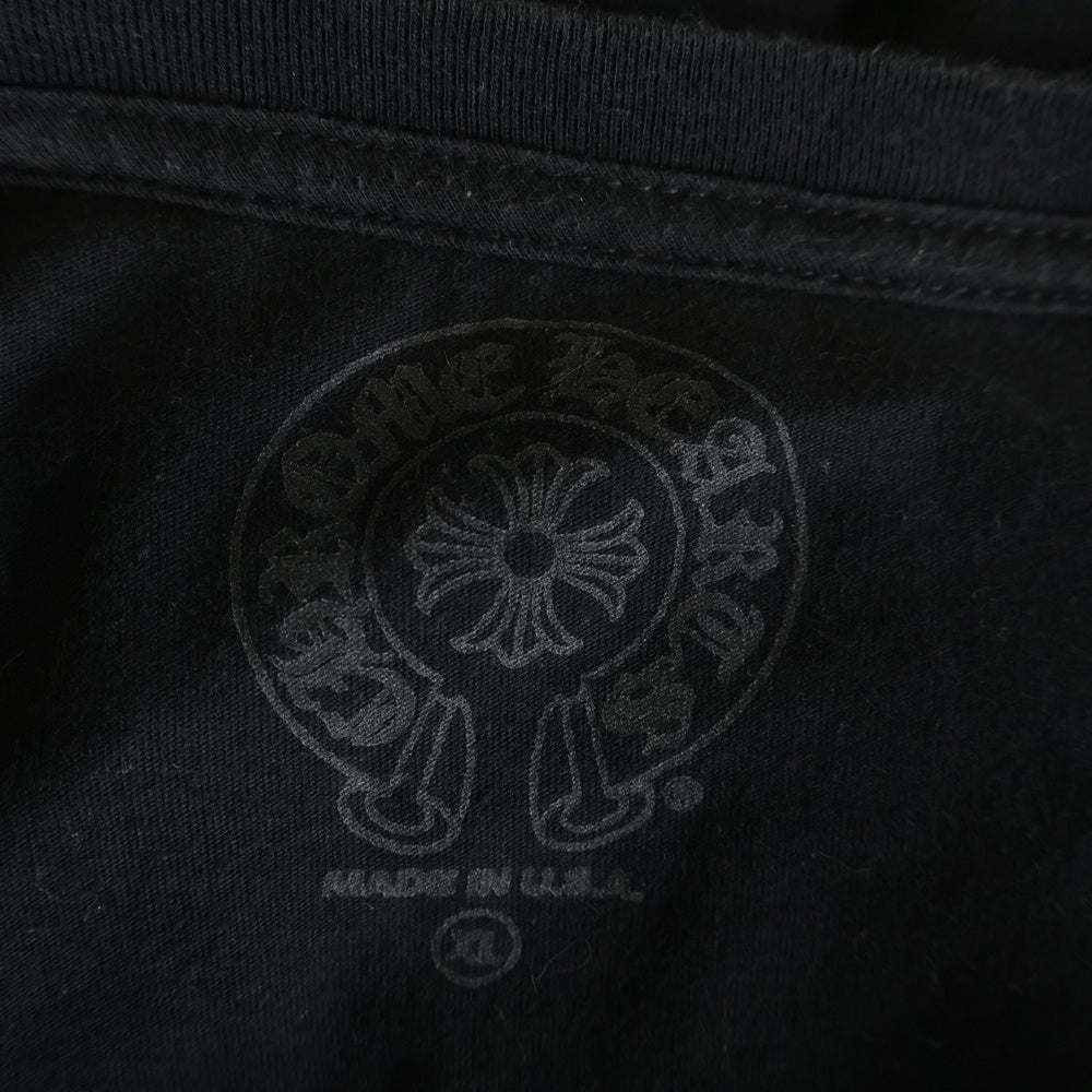 CHROME HEARTS(クロムハーツ) Neck Logo L/S Tee ネックロゴプリント コットンクルーネック 長袖Tシャツ カットソー ブラック/イエロー