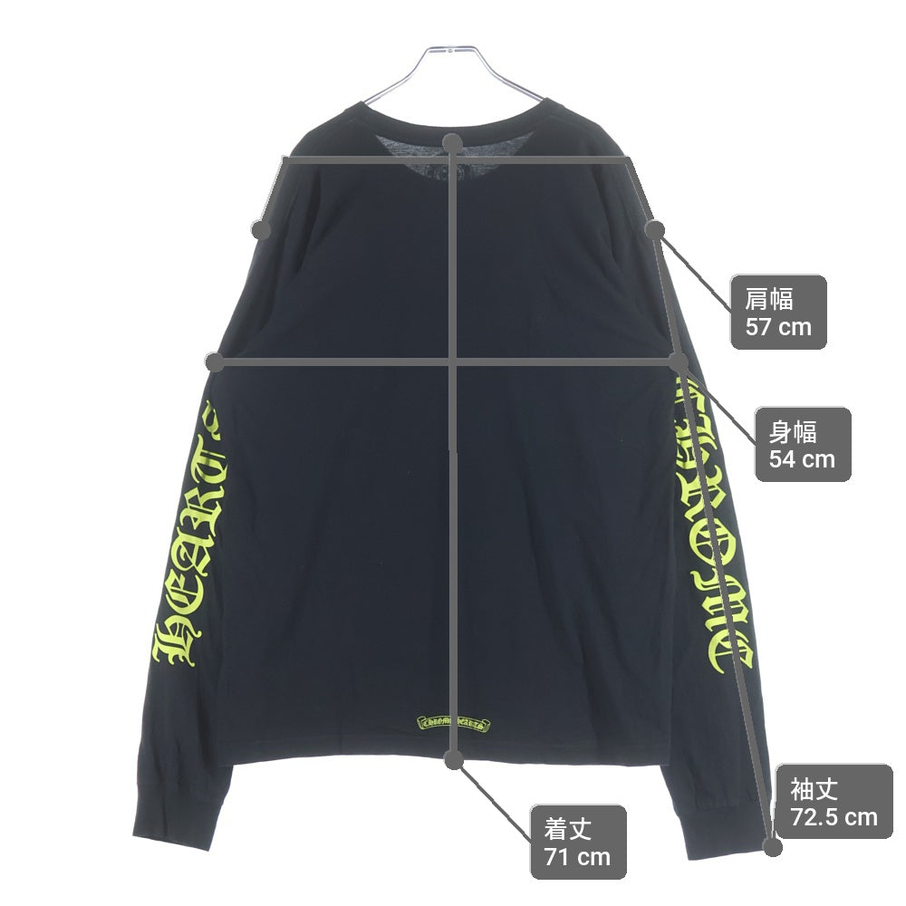 CHROME HEARTS(クロムハーツ) Neck Logo L/S Tee ネックロゴプリント コットンクルーネック 長袖Tシャツ カットソー ブラック/イエロー